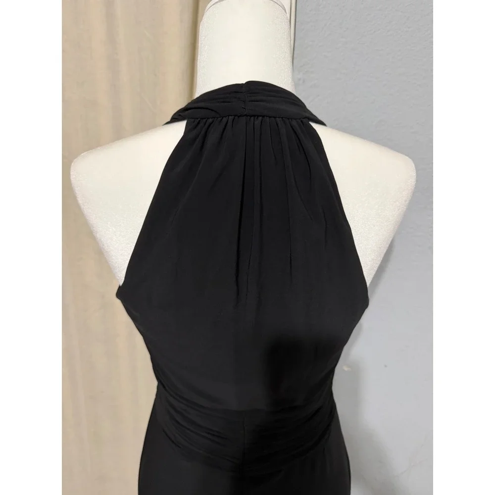 Jones Wear Babydoll Dress Size 8 Black Halter Midi Ruched Waist Marilyn Monroee